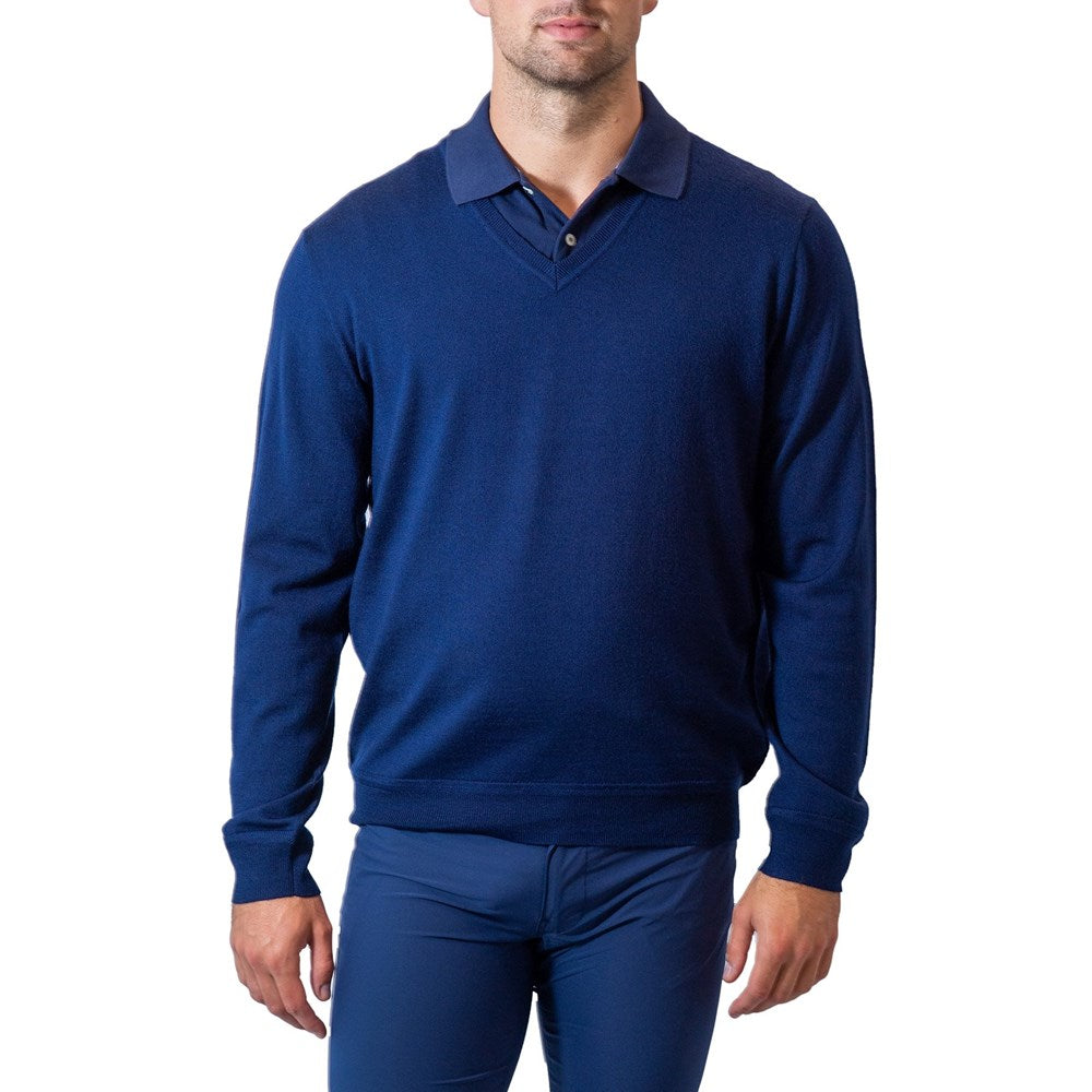 Polo Golf Ralph Lauren Washable Merino Wool V Neck Sweater French Navy