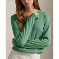 RLX Ralph Lauren Women's Wool-Blend V-Neck Sweater - Haven Green