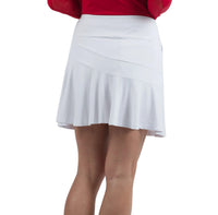 IBKUL Women's Solid Flounce 17" Golf Skort - White