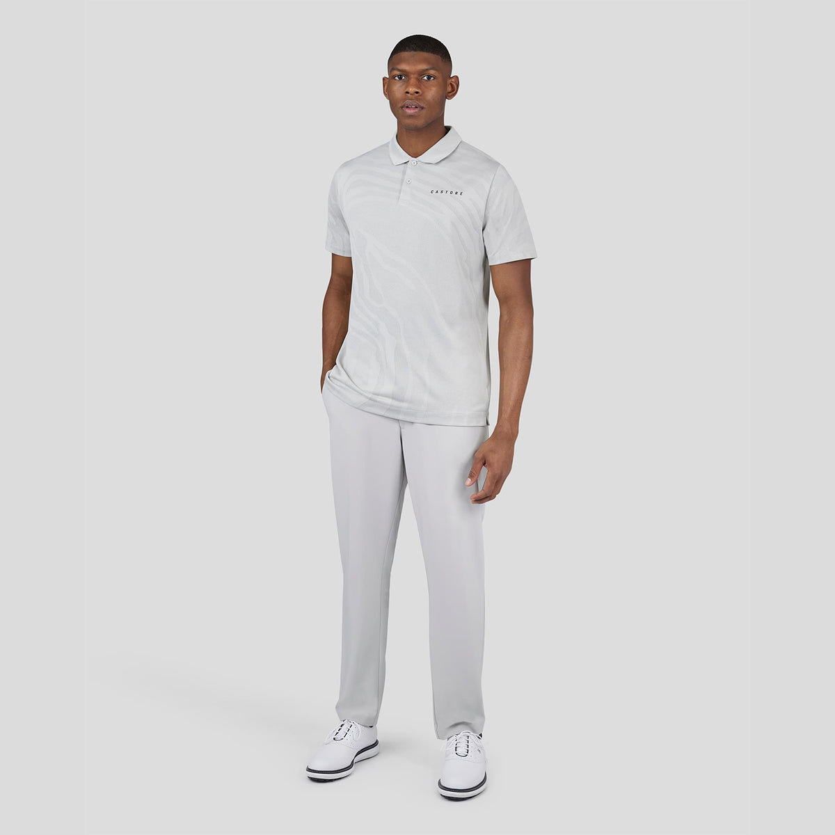 Castore Engineered Knit Golf Polo Shirt - Mist Grey Marl