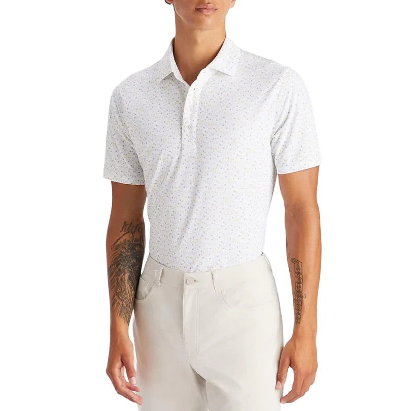 G/Fore Aye Papi Tech Pique Golf Shirt - Snow/ Nimbus