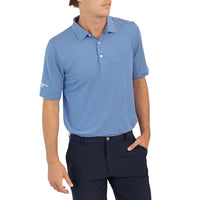 Glenmuir Torrence Micro Stripe Performance Golf Shirt - Ascot Blue/ White