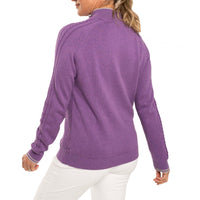 Glenmuir Women's Becca Cotton Cashmere 1/4 Knit - Amethyst Marl/Silver