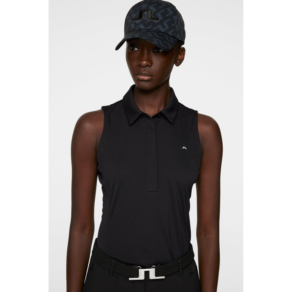 J.Lindeberg Women's Dena Sleeveless Golf Polo Shirt - Black