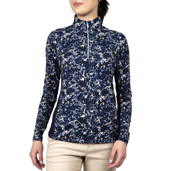 KJUS Women s Sunshine Printed Half Zip Sun Protection Golf Layer Fla