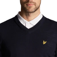 Lyle & Scott Golf Merino Blend V Neck Pullover - Navy