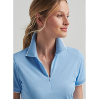 Peter Millar Women's Whitworth Sport Mesh Golf Shirt - Cottage Blue/White