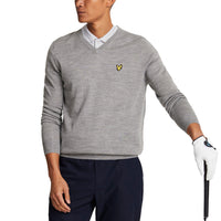 Lyle & Scott Golf Merino Blend V Neck Pullover - Mid Grey Marl