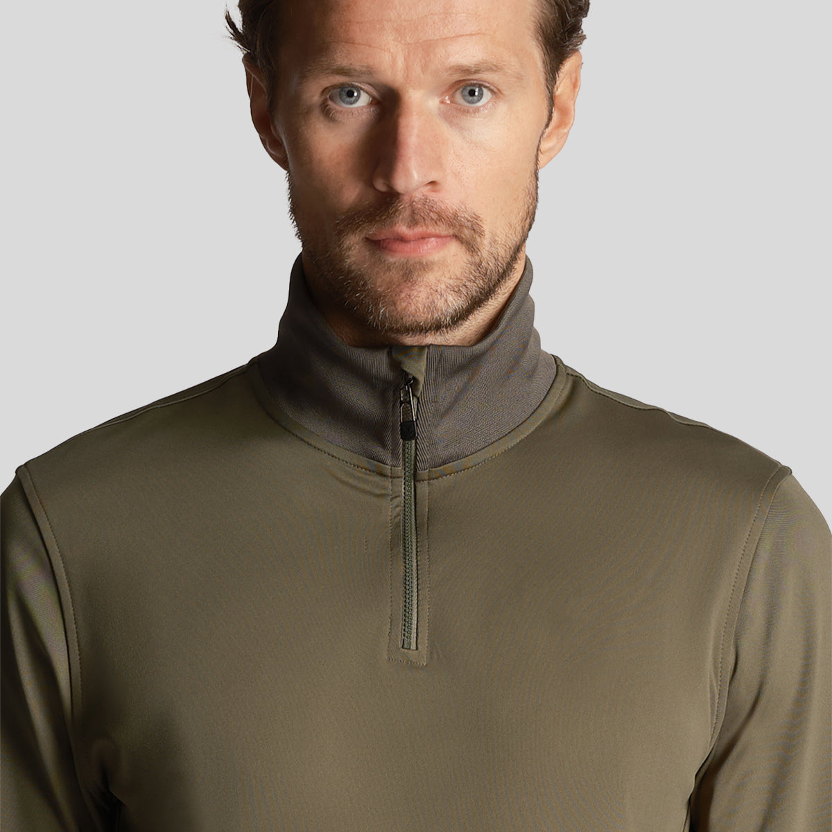 Lyle & Scott Tonal Eagle Tech 1/4 Zip Midlayer - Cactus Green