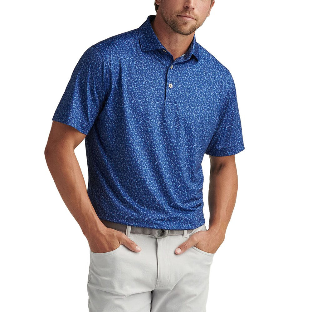 Peter Millar Wine Country Performance Jersey Polo Golf Shirt - Sport Navy