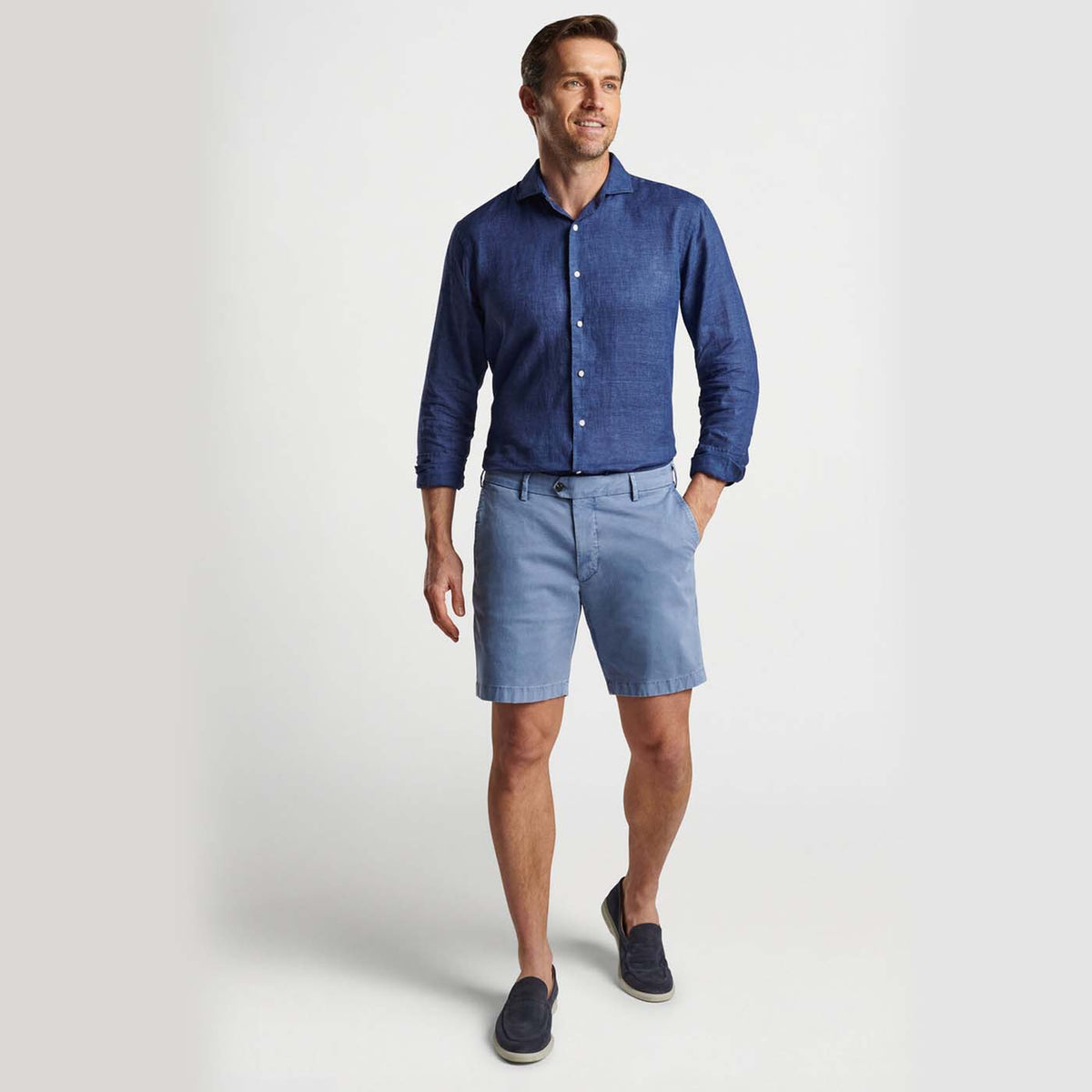 Peter Millar Concorde Garment-Dyed Golf Short - Blue Casa