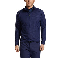 Peter Millar Verge Windowpane Camo Performance Quarter-Zip - Navy