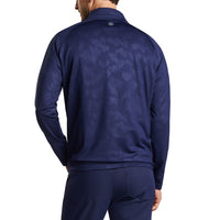 Peter Millar Verge Windowpane Camo Performance Quarter-Zip - Navy