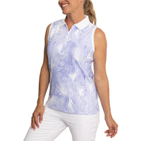 Peter Millar Women's Palm Sleeveless Golf Polo - White/Serenity Blue