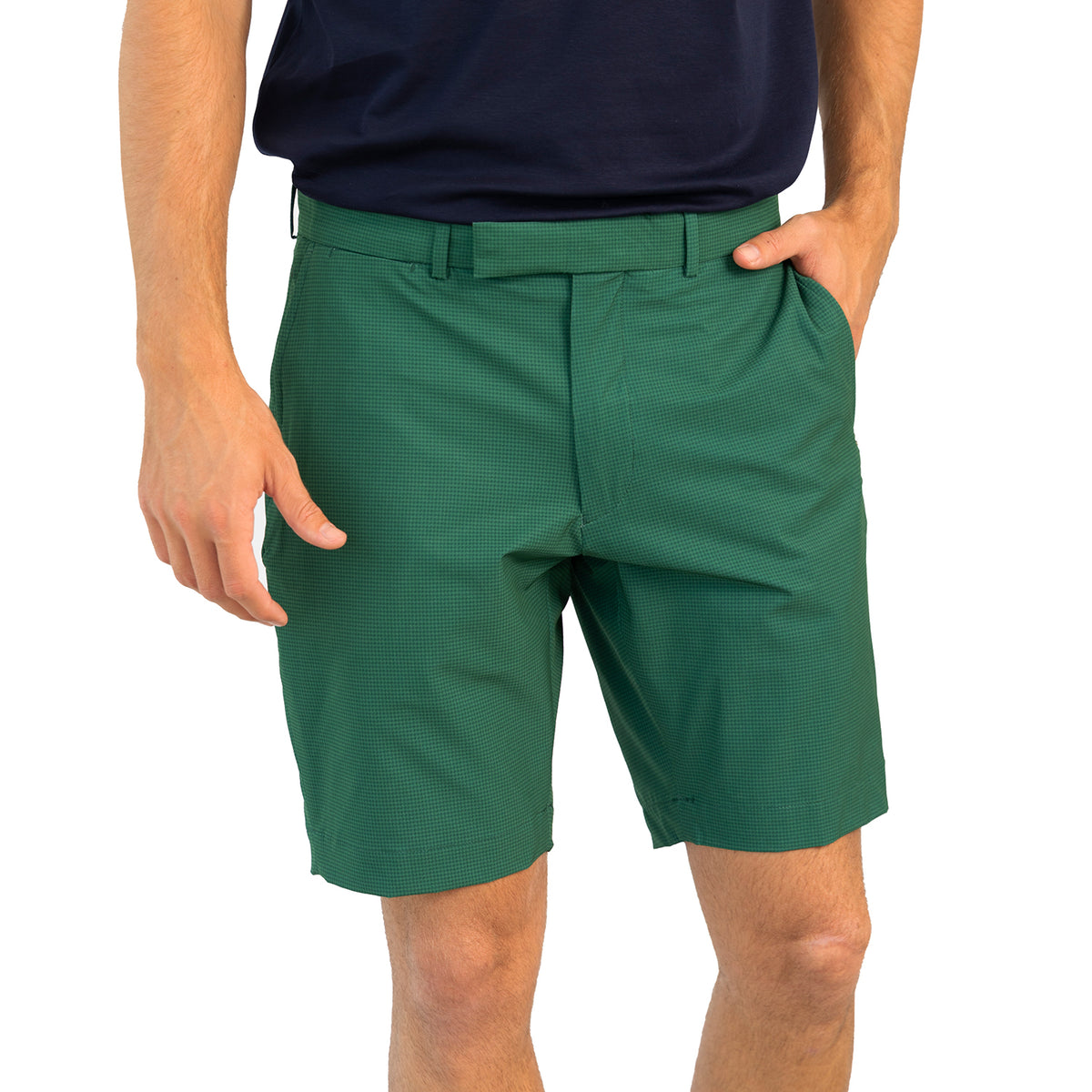 RLX Ralph Lauren Athletic Stretch Printed Golf Shorts - Hunt Club Green Houndstooth