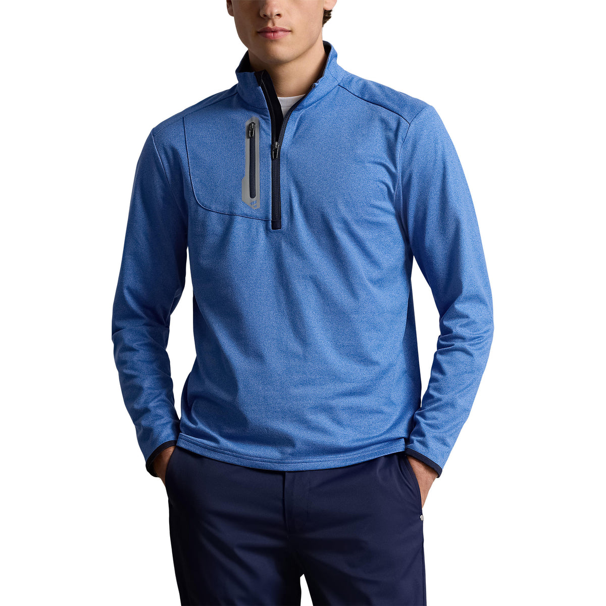 RLX Ralph Lauren Driver Stretch Jersey Golf Pullover -  Dockside Blue Heather