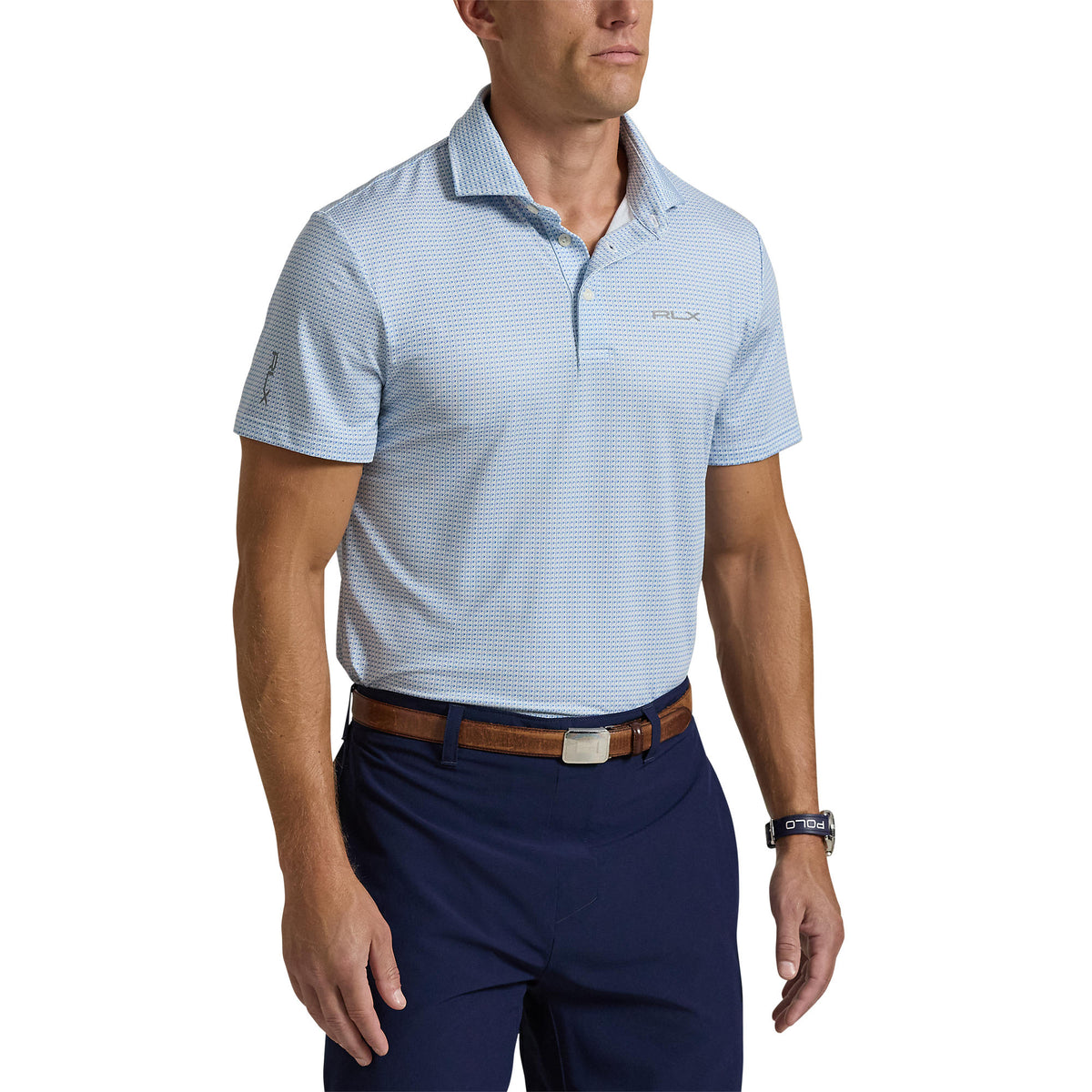 RLX Ralph Lauren Printed Lightweight Airflow Golf Polo Shirt - Estate Blue Clubhouse Tex