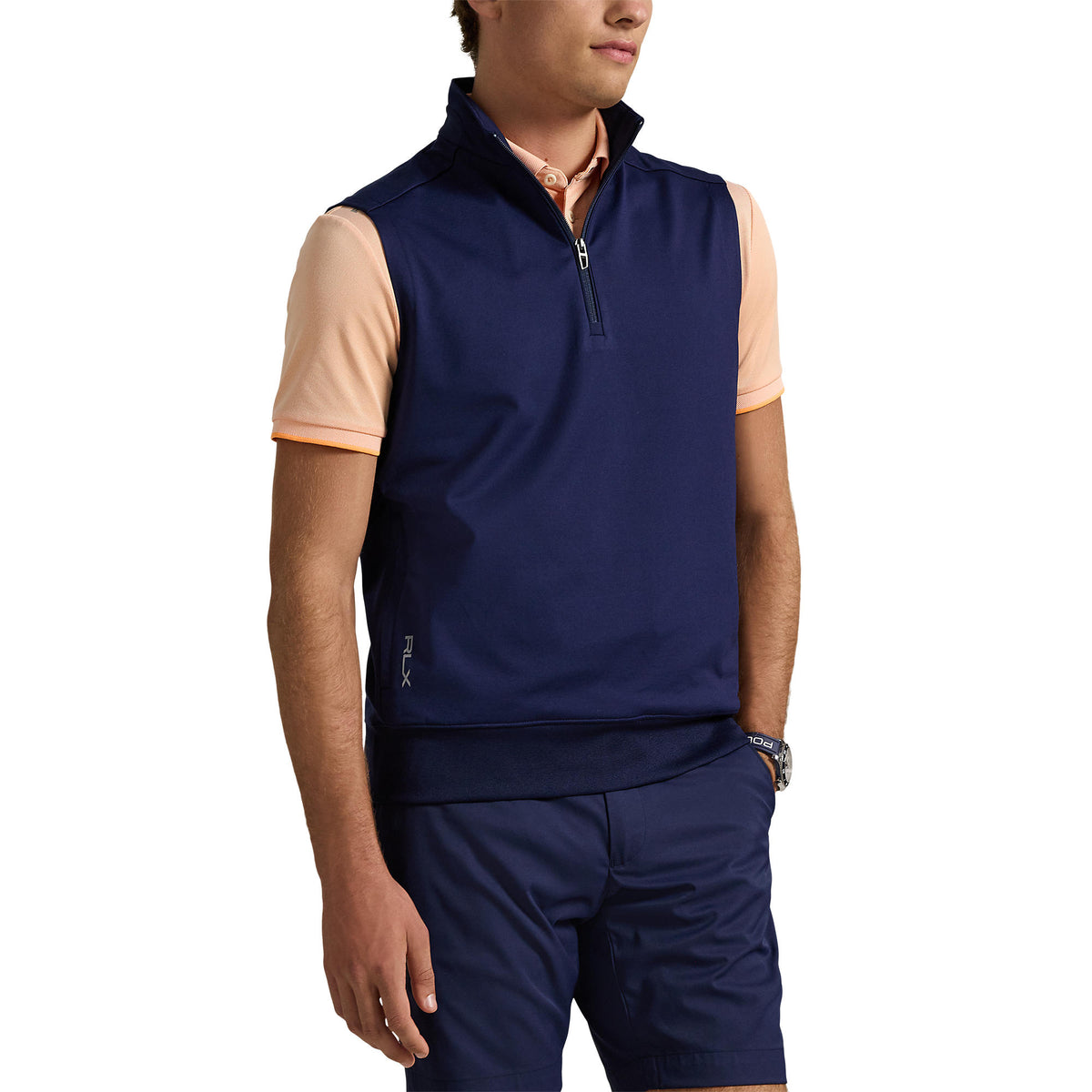 RLX Ralph Lauren Stretch Jersey Quarter Zip Golf Vest - Refined Navy