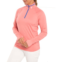 RLX Ralph Lauren Women's Jersey Quarter Zip Golf Pullover - Dolce Pink/Scottsdale Blue