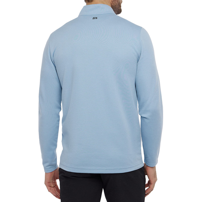 Travis Mathew Upgraded Striped Golf Quarter Zip - Ash Blue Chest Stripe