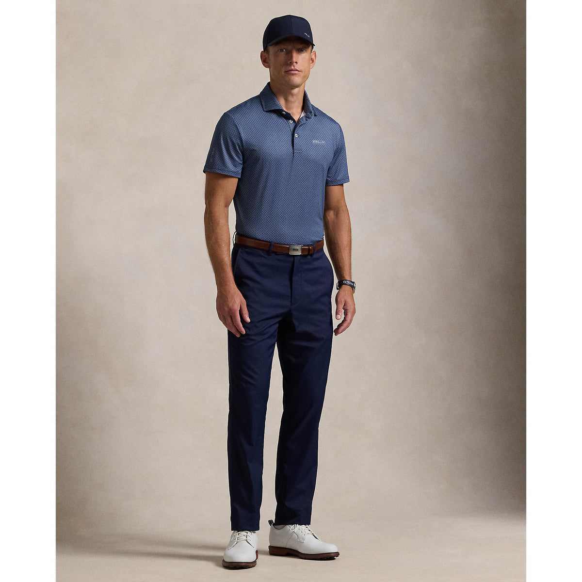 RLX Ralph Lauren Printed Lightweight Airflow Golf Polo Shirt - Refined Navy Pk Micro Diamond