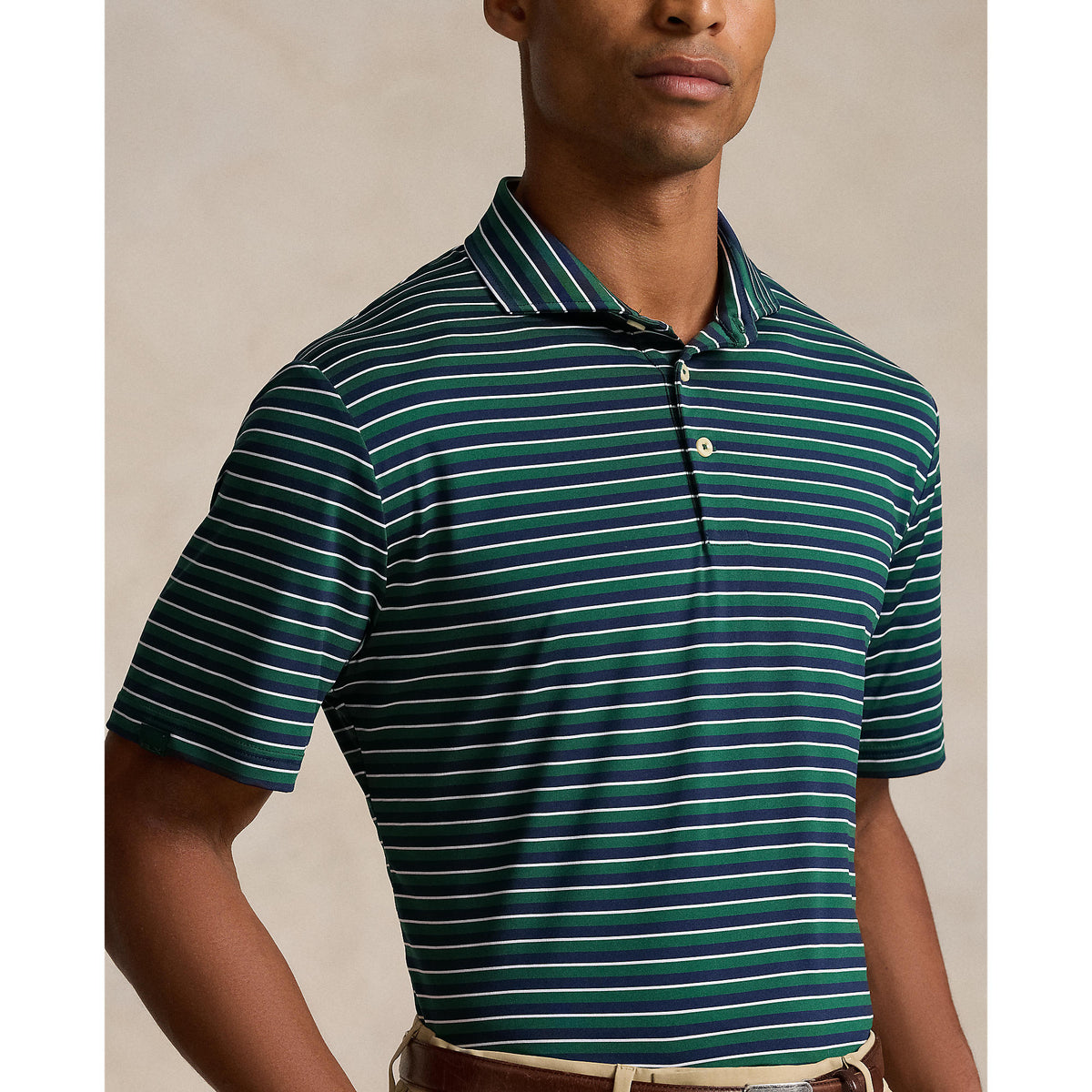 RLX Ralph Lauren Stripe Lightweight Airflow Golf Polo Shirt - New Forest Multi