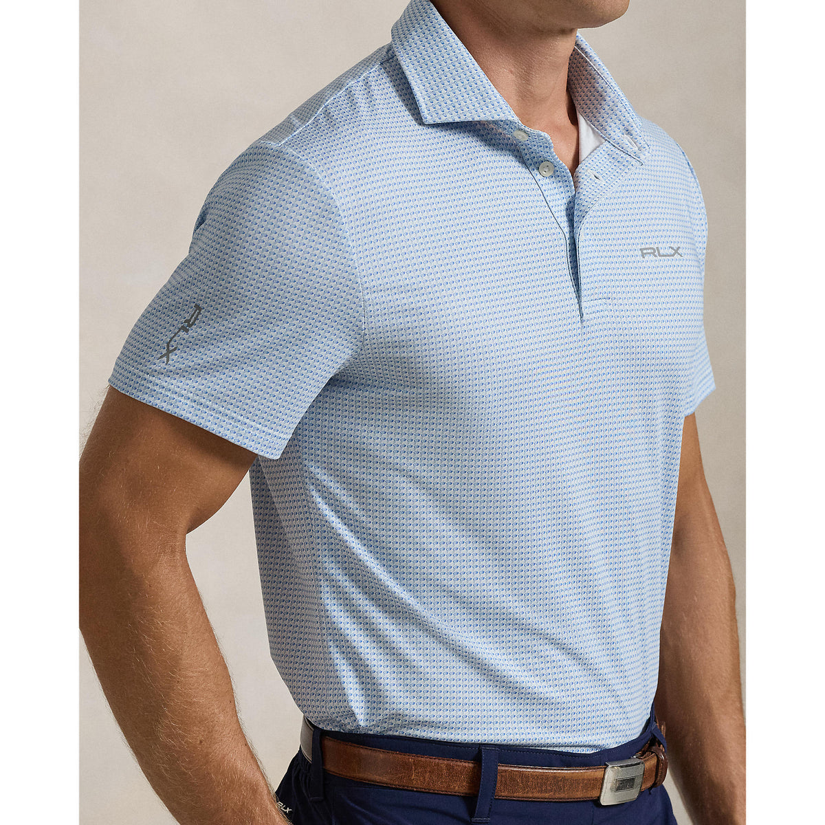 RLX Ralph Lauren Printed Lightweight Airflow Golf Polo Shirt - Estate Blue Clubhouse Tex