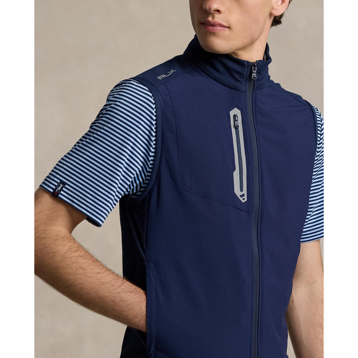 RLX Ralph Lauren Tech Terry Full Zip Golf Vest - Refined Navy