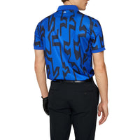 J.Lindeberg Tour Tech Reg Fit Print Golf Polo Shirt - Glitch Bridge Blue