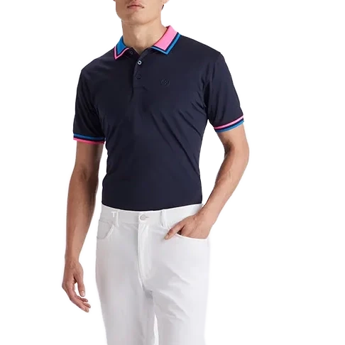 G/Fore Two Tone Rib Collar Tech Jersey Golf Shirt - Twilight