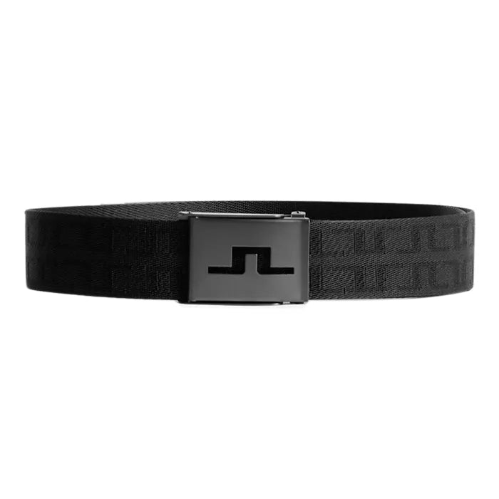 J.Lindeberg Roy Logo Webbing Golf Belt - Black