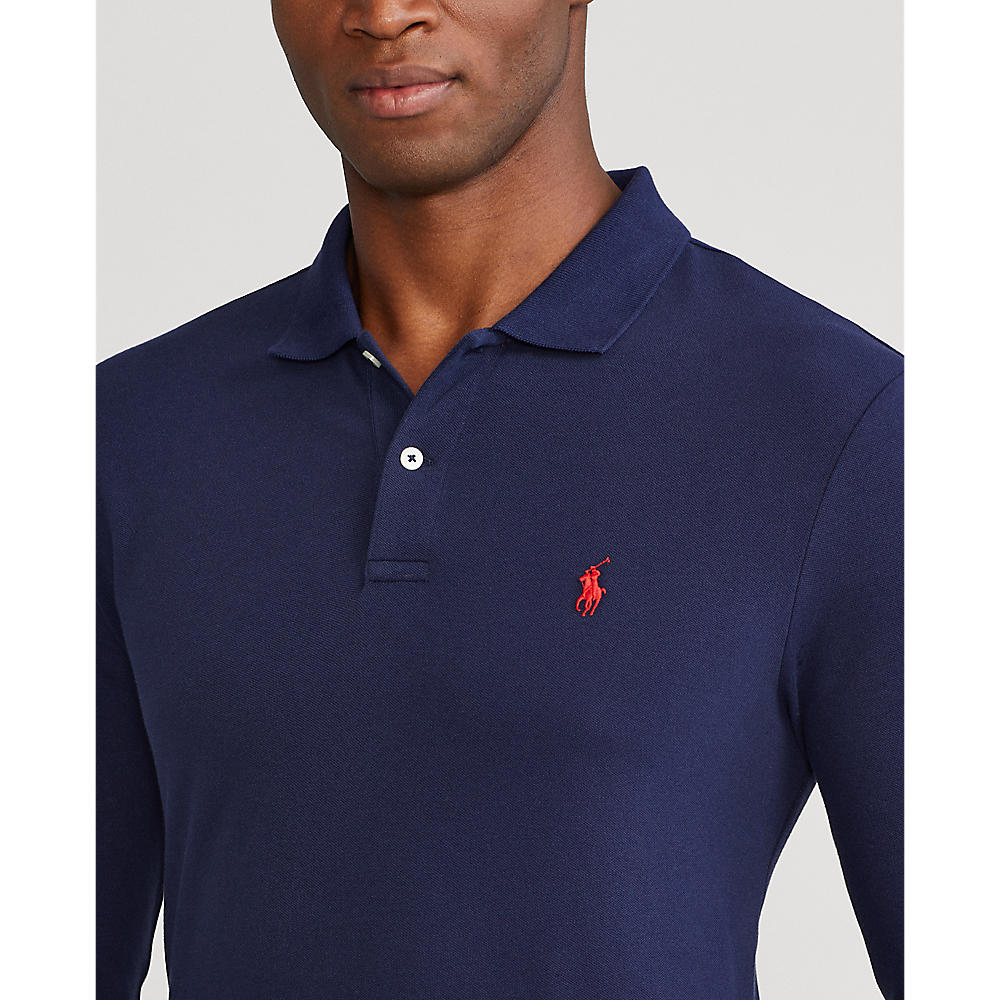 Polo Golf Ralph Lauren Cotton Pique Performance Long Sleeve Polo - French Navy/Red