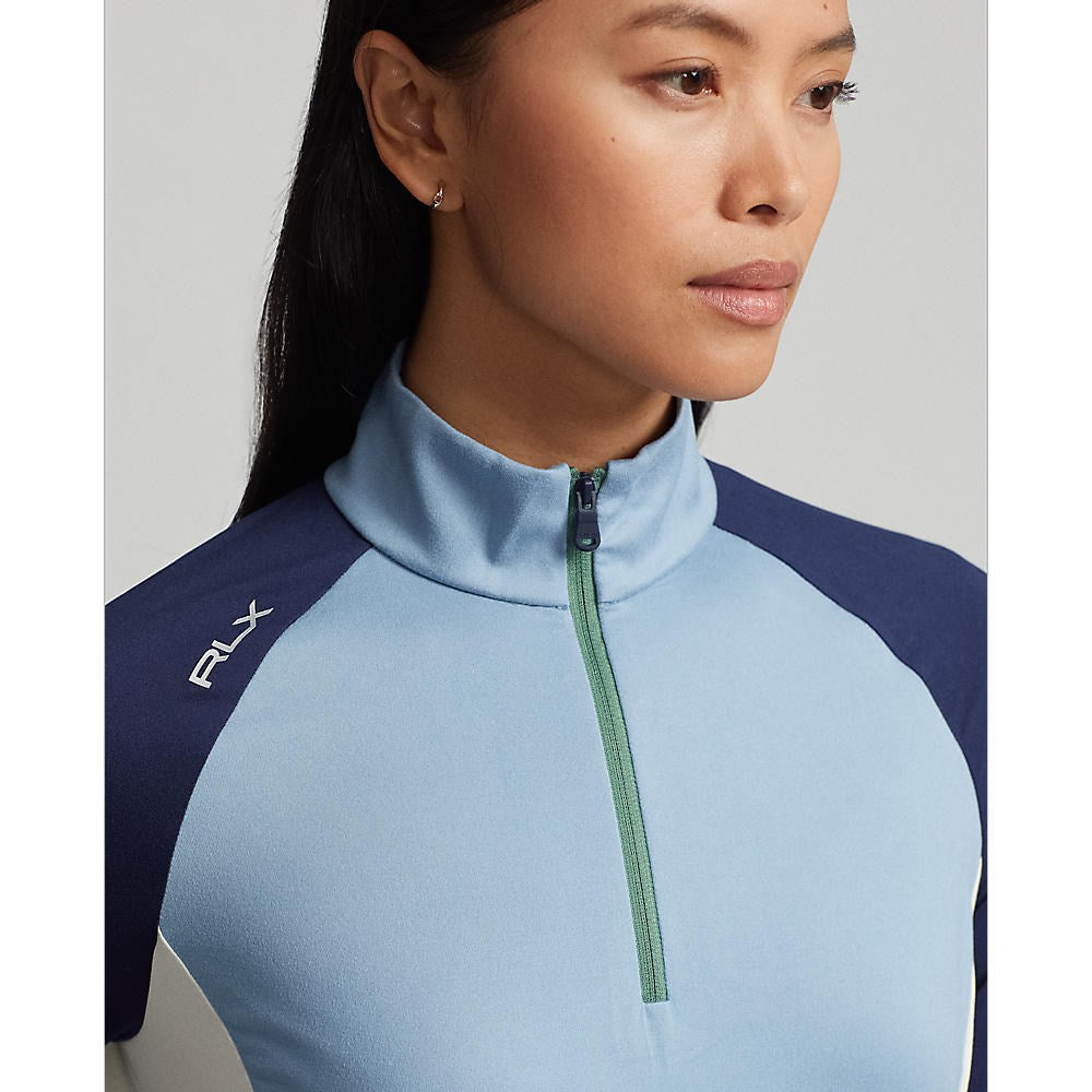 RLX Ralph Lauren Women's Colour Block 1/4 Zip - Vessel Blue/Navy/Cream