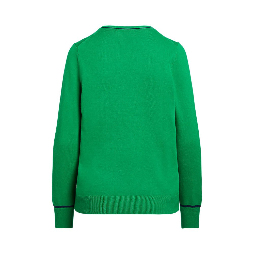 RLX Ralph Lauren Women's Cotton Blend Long Sleeve Pullover - Cruise Green/French Navy