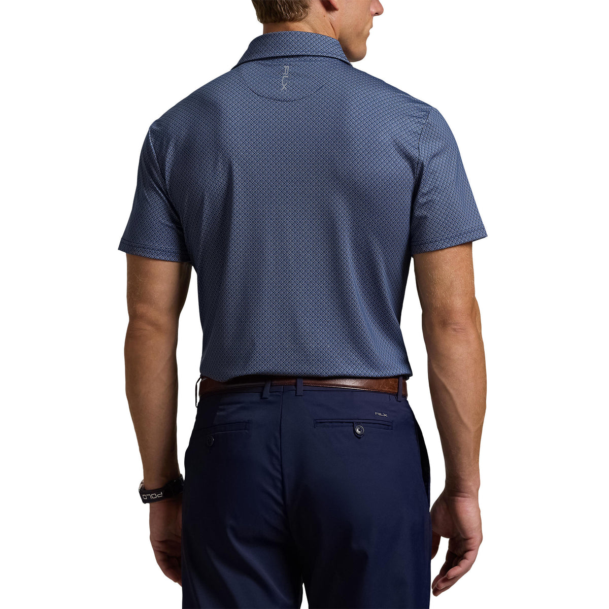 RLX Ralph Lauren Printed Lightweight Airflow Golf Polo Shirt - Refined Navy Pk Micro Diamond