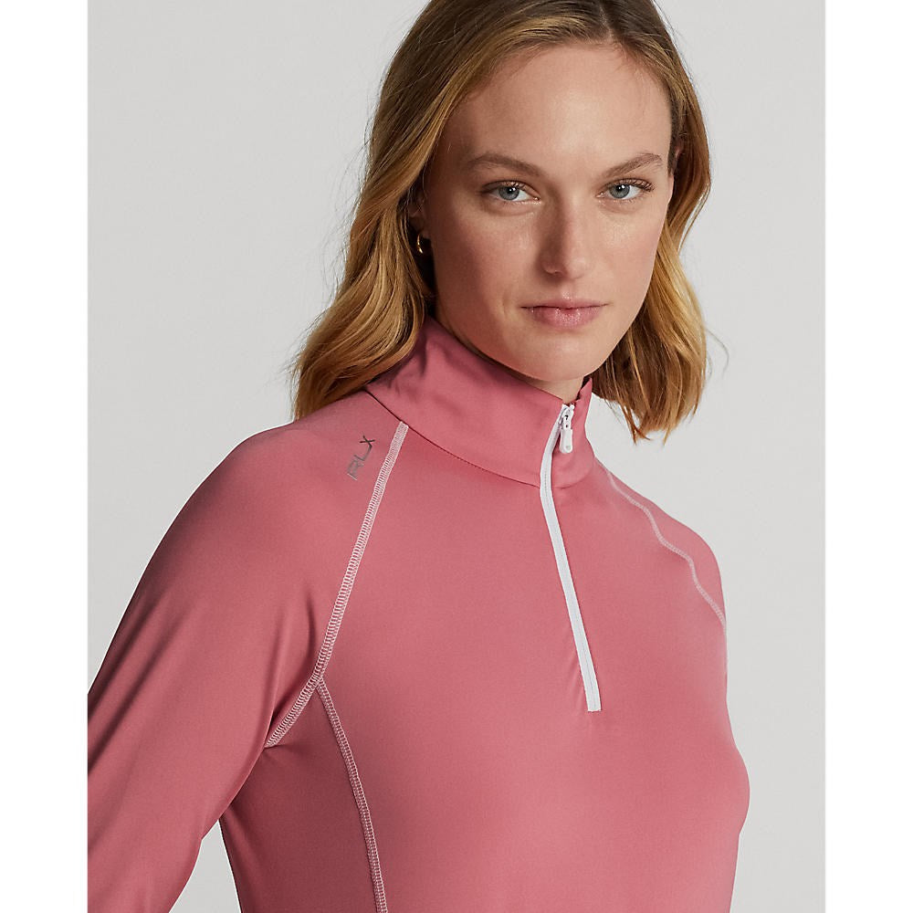 RLX Ralph Lauren Women's UV Jersey 1/4 Zip Pullover - Desert Rose/Pure White