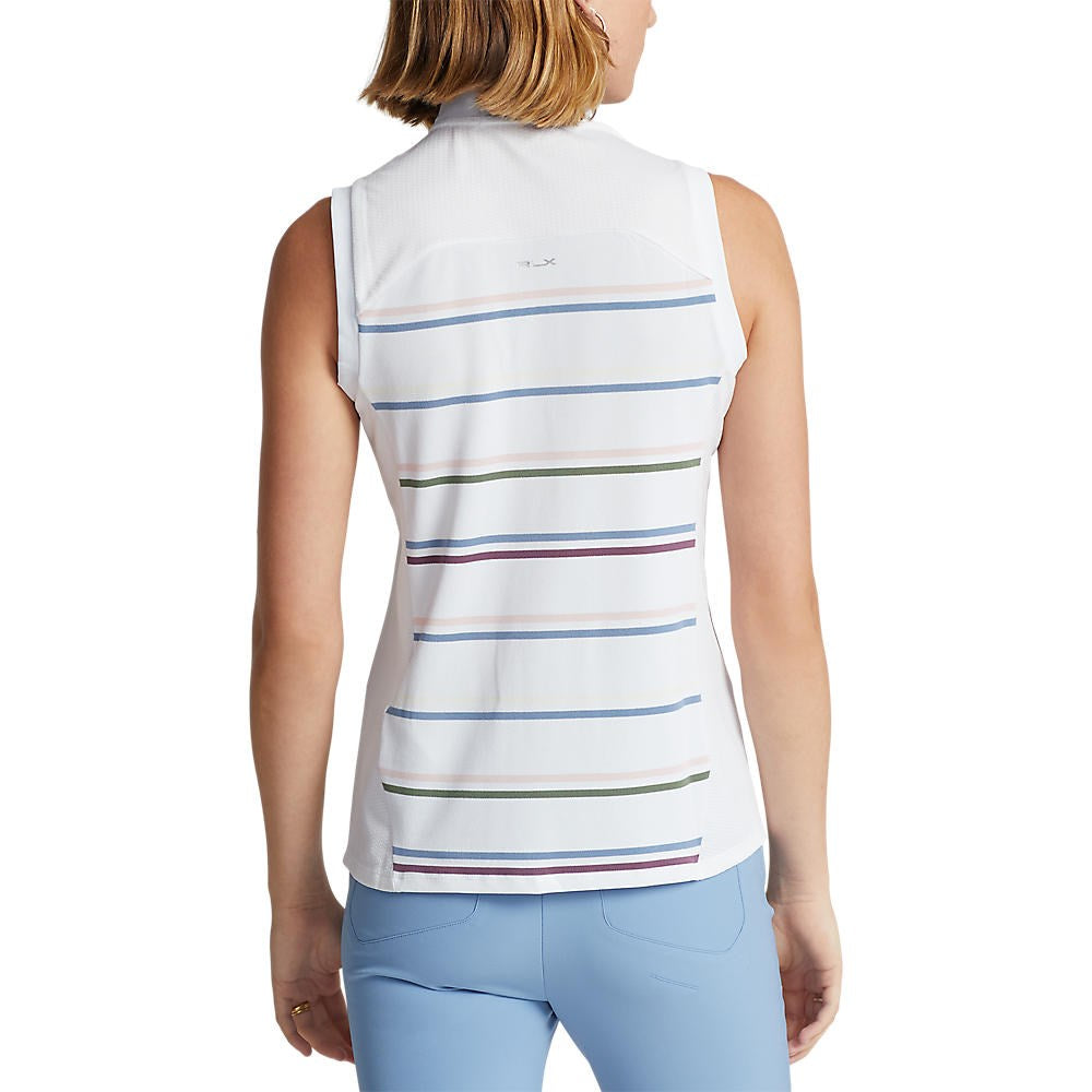 RLX Ralph Lauren Women's Sleeveless Zip Golf Shirt - Pure White Multi