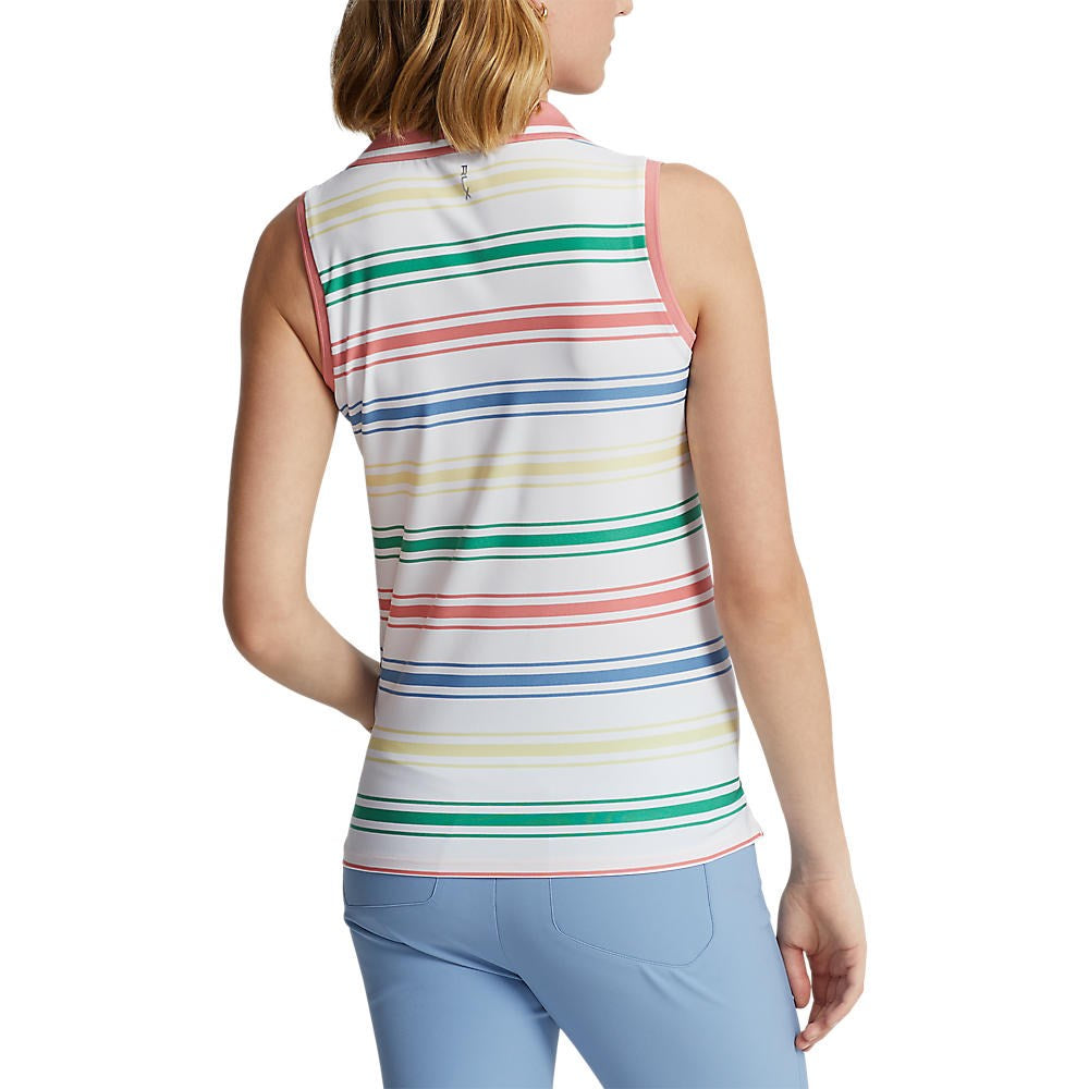 RLX Ralph Lauren Women's Printed Airflow Sleeveless Golf Shirt - Pure White Multi