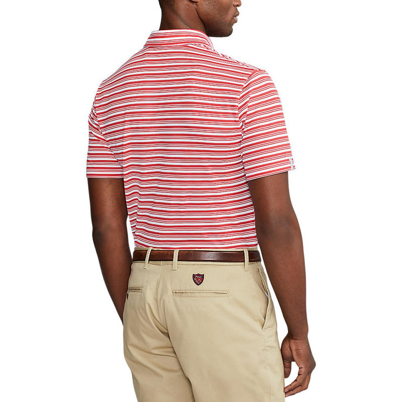 Polo Golf Ralph Lauren Tour Pique Stripe Polo Shirt - Starboard Red/White