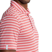 Polo Golf Ralph Lauren Tour Pique Stripe Polo Shirt - Starboard Red/White