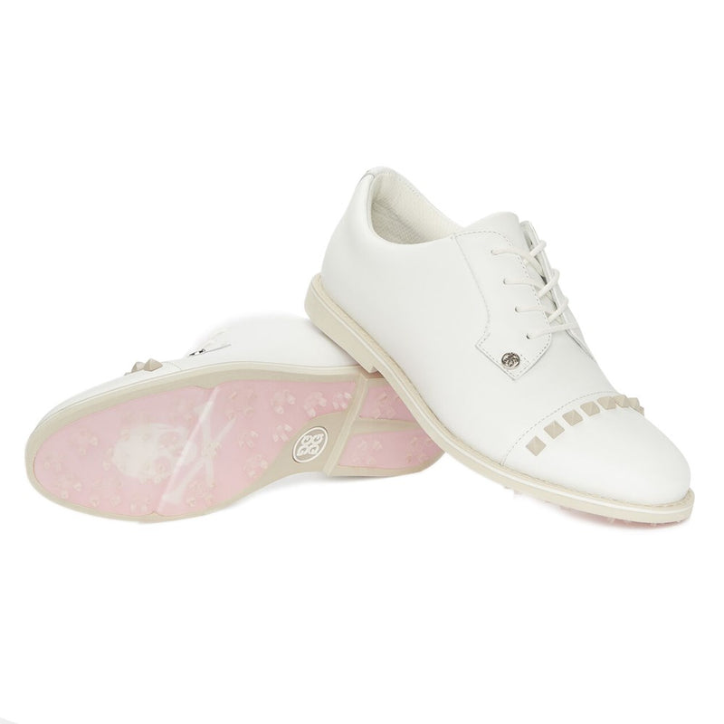 G/Fore Women's Gallivanter Leather Stud Cap Toe Golf Shoes - Stone