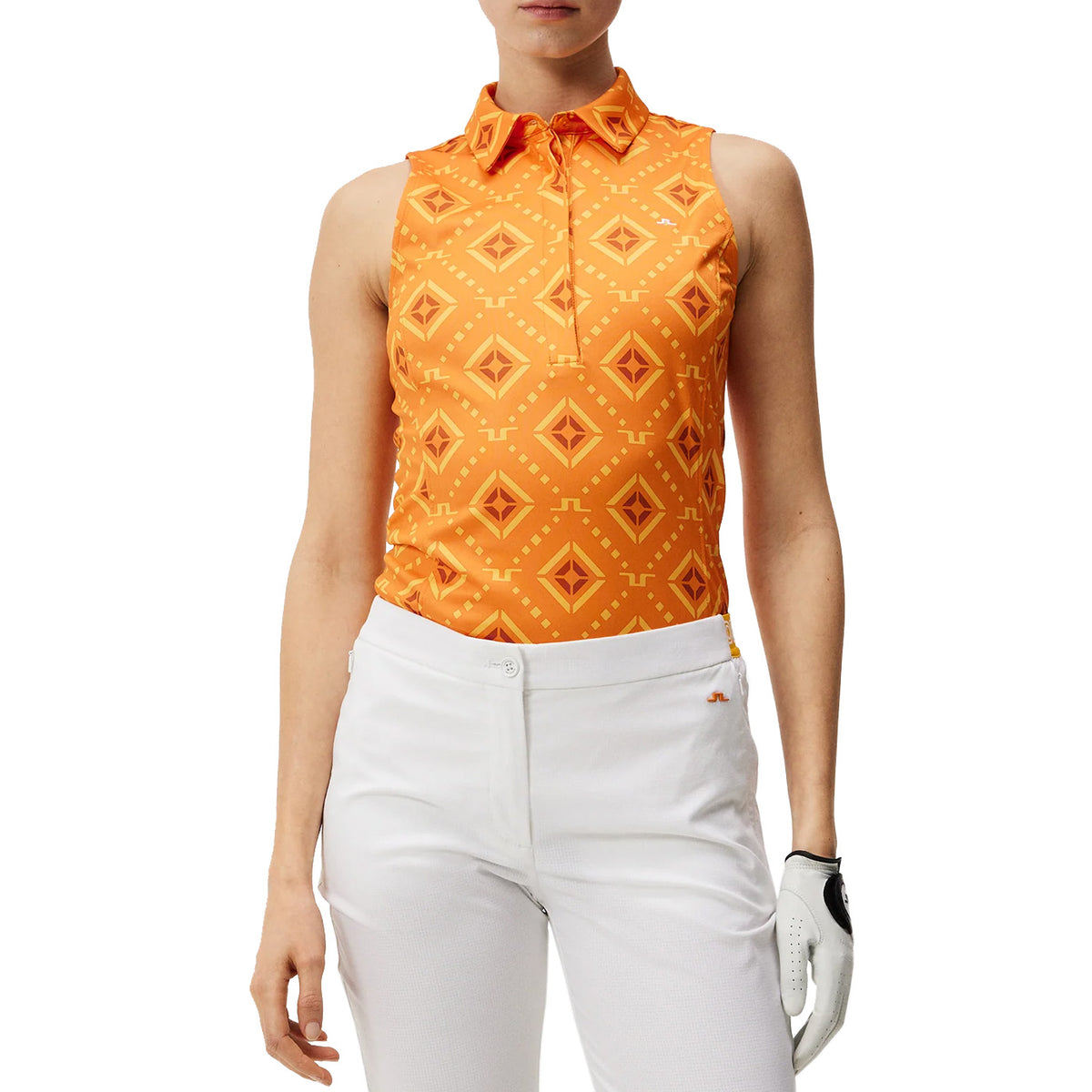 J.Lindeberg Women's Dena Print Sleeveless Top - Orange Diamond Logo