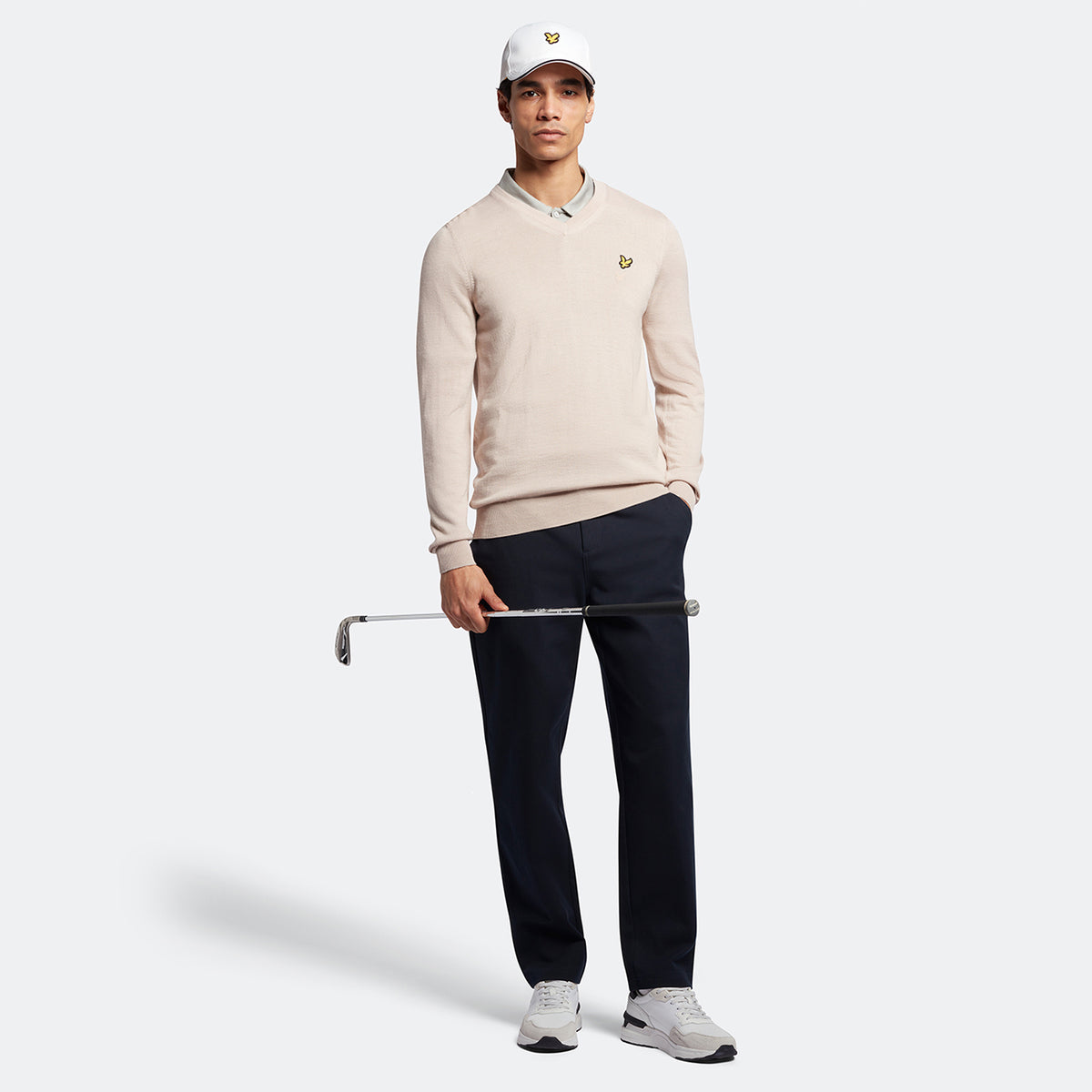 Lyle & Scott Golf Merino Blend V Neck Pullover - Pink Taupe