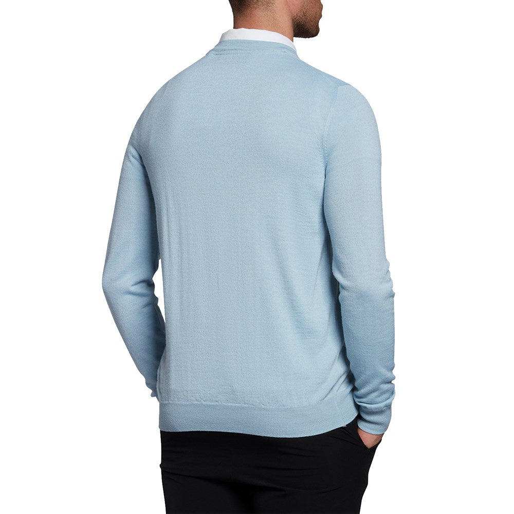 Lyle & Scott Golf Merino Blend V Neck Pullover - Blue Shore