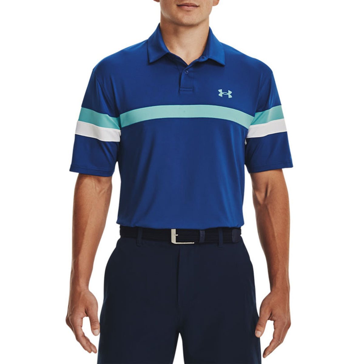 Under Armour T2G Colourblock Golf Polo Shirt - Blue Mirage White/Glacier Blue