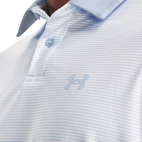 Under Armour Performance Stripe Golf Polo Shirt - Oxford Blue/White