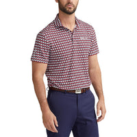 RLX Ralph Lauren Printed Lightweight Airflow Performance Polo - Red Geo Sail Boat